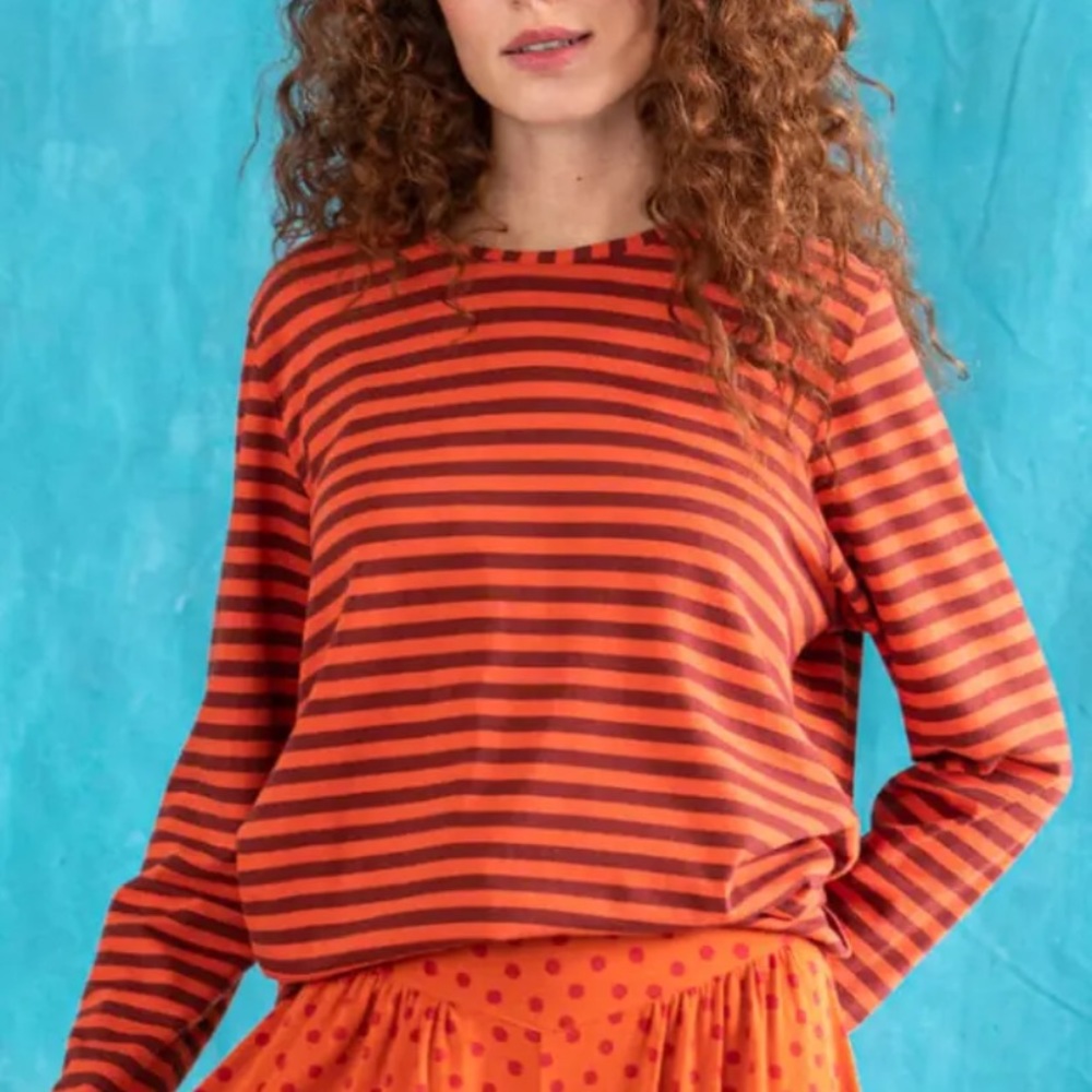 Gudrun Sjoden Organic Cotton Striped Long Sleeve Tee Size small